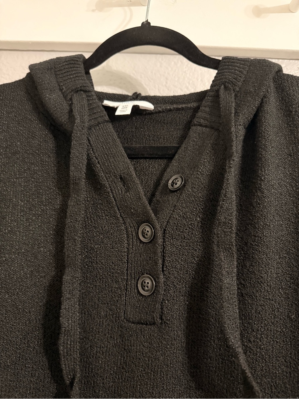 Time and Tru Cozy Knit Hoodie and Wide Leg Lounge Set- Black - Picture 5 of 14